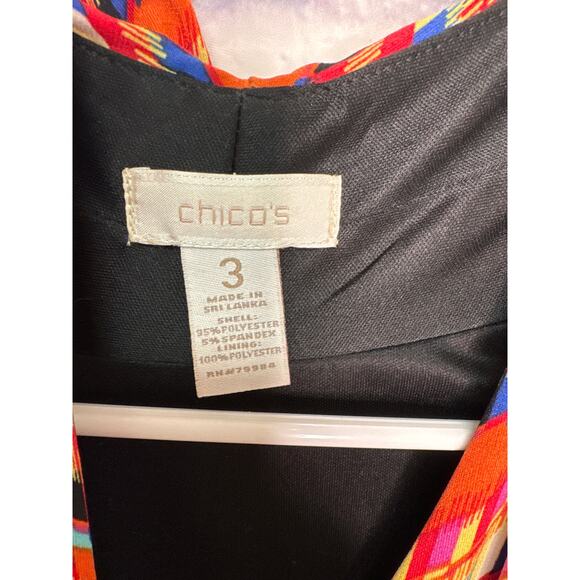 Chico's Multi-Color Diamond Patterned Sleeveless Maxi Dress V-Neck SZ 3 (XL) - Picture 3 of 4